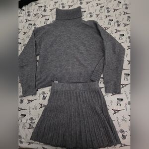 Fashion Nova Gray Mini Skirt & Turtle Neck Sweater